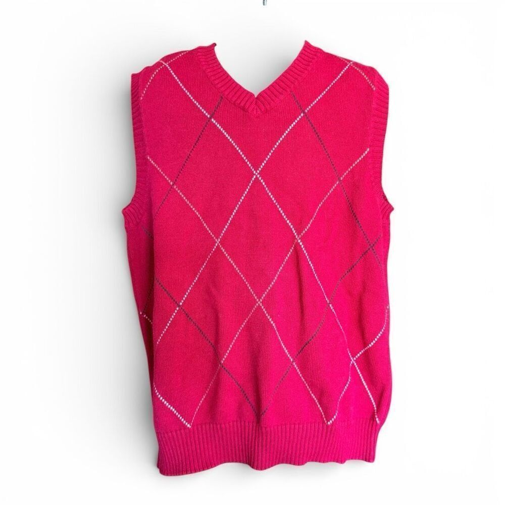 Youth Boys Gymboree Red Argyle Knit Sweater Vest - Sz M 7/8